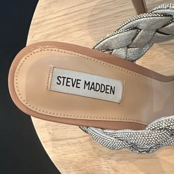 Steve Madden Silver Braided Strap Heels - Picture 2 of 7